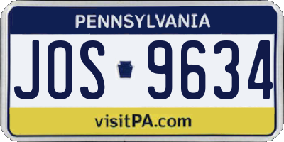 PA license plate JOS9634