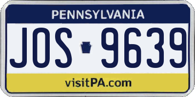 PA license plate JOS9639