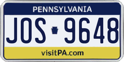 PA license plate JOS9648