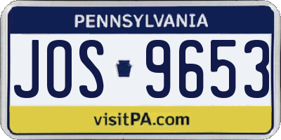PA license plate JOS9653