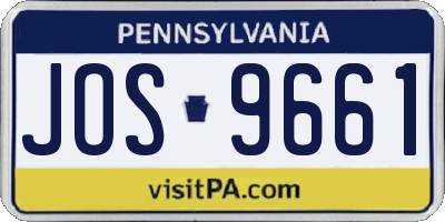 PA license plate JOS9661