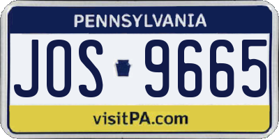 PA license plate JOS9665