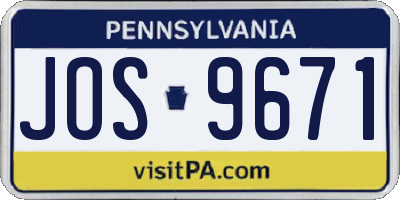 PA license plate JOS9671