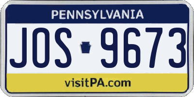 PA license plate JOS9673