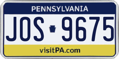 PA license plate JOS9675