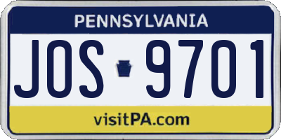 PA license plate JOS9701