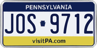 PA license plate JOS9712
