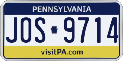 PA license plate JOS9714