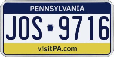 PA license plate JOS9716