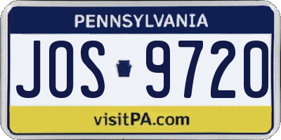 PA license plate JOS9720