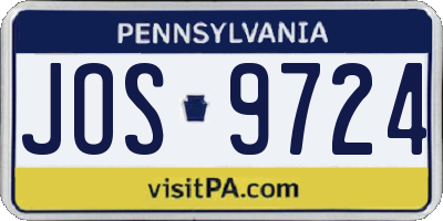 PA license plate JOS9724
