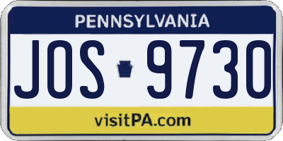 PA license plate JOS9730