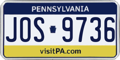 PA license plate JOS9736