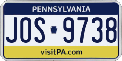 PA license plate JOS9738