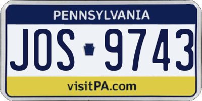 PA license plate JOS9743