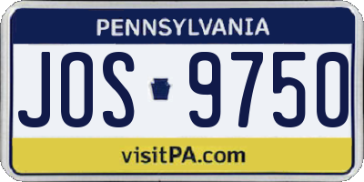 PA license plate JOS9750