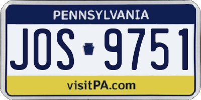 PA license plate JOS9751