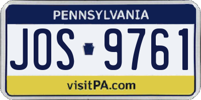 PA license plate JOS9761
