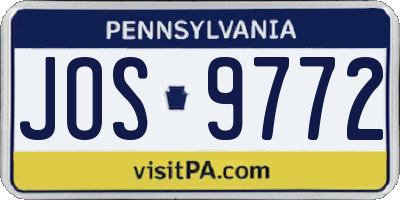 PA license plate JOS9772