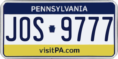PA license plate JOS9777