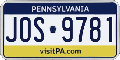PA license plate JOS9781