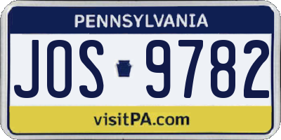 PA license plate JOS9782