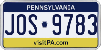 PA license plate JOS9783