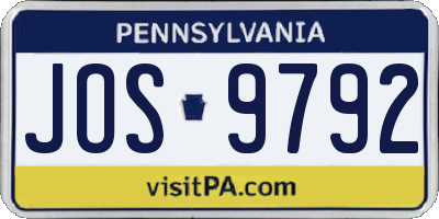 PA license plate JOS9792