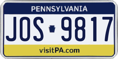PA license plate JOS9817
