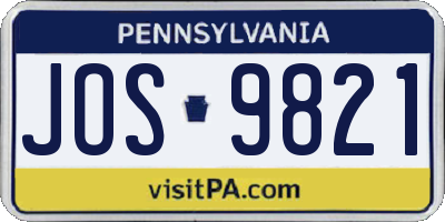 PA license plate JOS9821