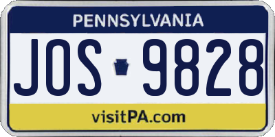 PA license plate JOS9828