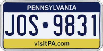 PA license plate JOS9831