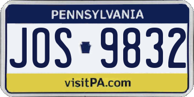 PA license plate JOS9832