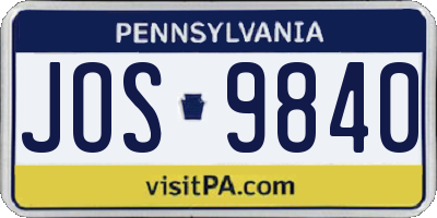 PA license plate JOS9840