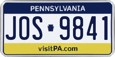 PA license plate JOS9841