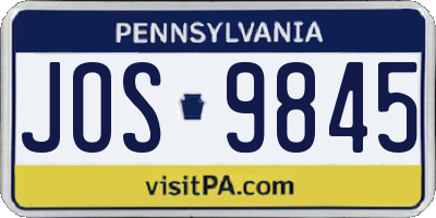 PA license plate JOS9845