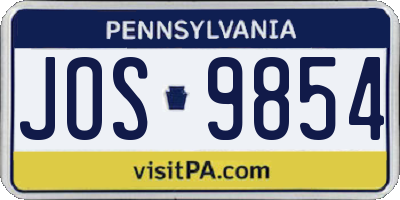 PA license plate JOS9854