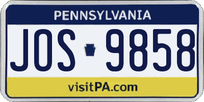 PA license plate JOS9858