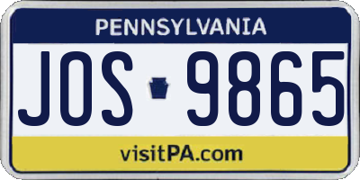 PA license plate JOS9865