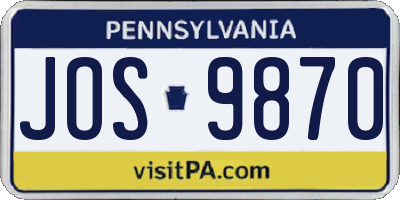 PA license plate JOS9870