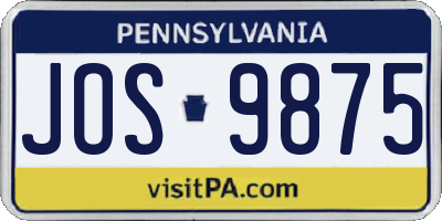 PA license plate JOS9875