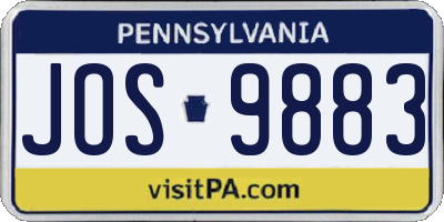 PA license plate JOS9883