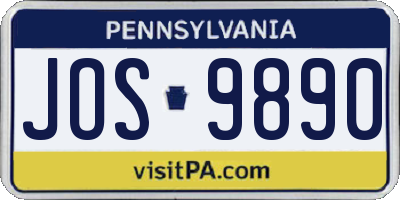 PA license plate JOS9890