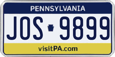 PA license plate JOS9899