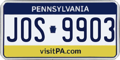 PA license plate JOS9903