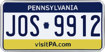 PA license plate JOS9912