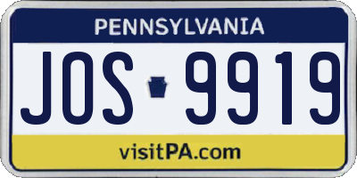 PA license plate JOS9919