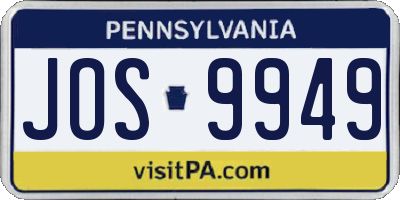 PA license plate JOS9949