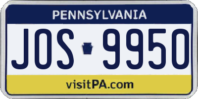 PA license plate JOS9950