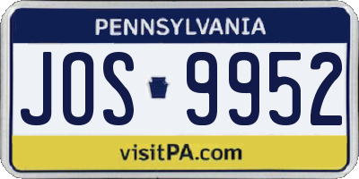 PA license plate JOS9952